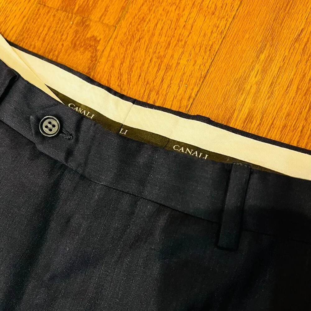 Canali | Suits & Blazers | Canali Navy Blue Striped Wool 2 Pc Suit ...